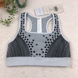 NWT Fabletics Star Ice Gray Black Seamless Sports Bra Women's Size Small